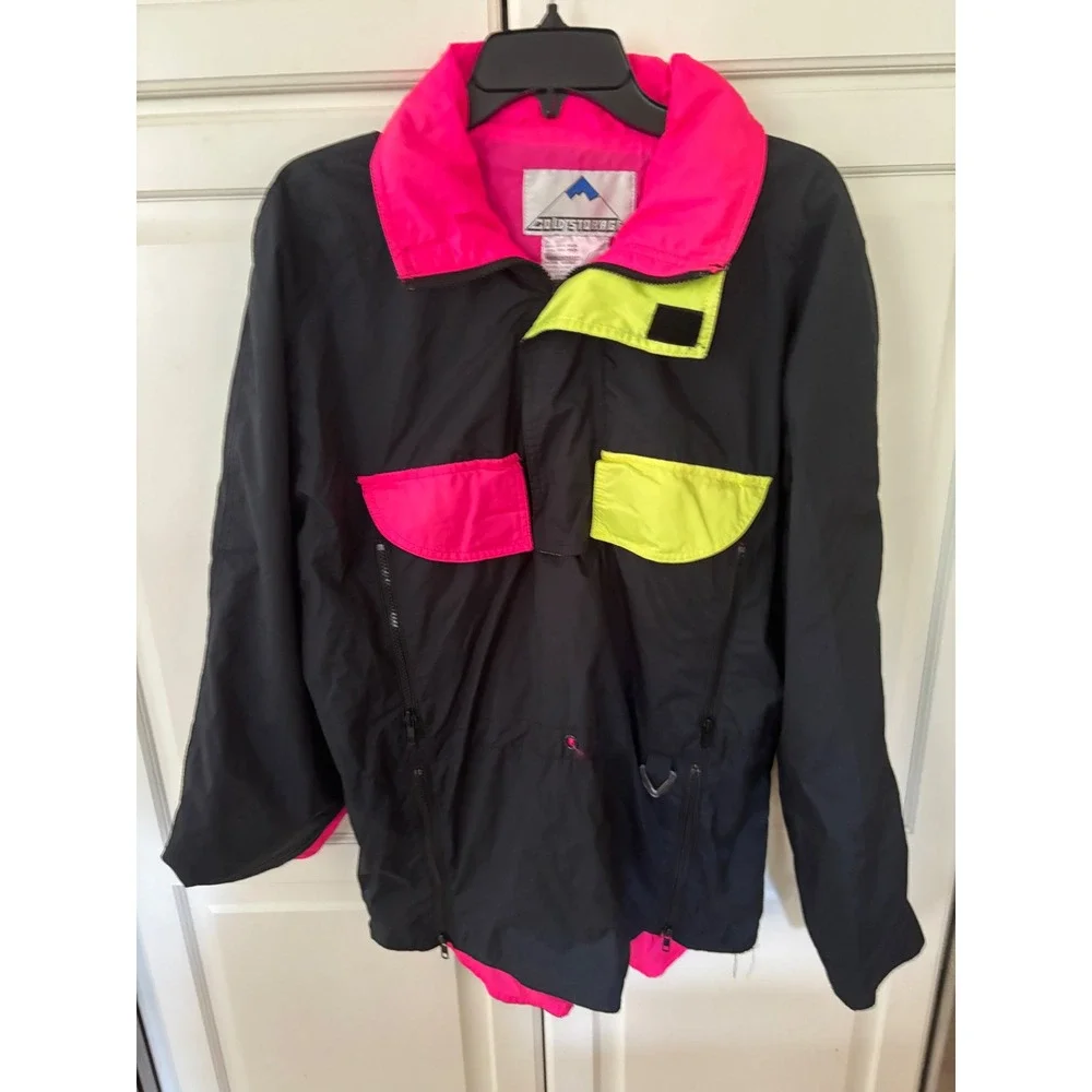 Vintage Cold‎ Storage Black Neon Windbreaker Jacket Unisex M could fit large